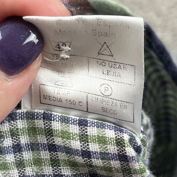 Barneys New York Shirt Mens Medium Green Blue Plaid Button Down Collar Cotton - Picture 6 of 8